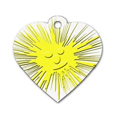 Smilie Sun Emoticon Yellow Cheeky Dog Tag Heart (two Sides)