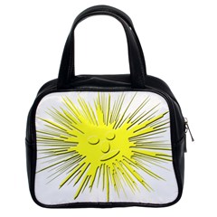 Smilie Sun Emoticon Yellow Cheeky Classic Handbag (two Sides)