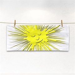 Smilie Sun Emoticon Yellow Cheeky Hand Towel by HermanTelo