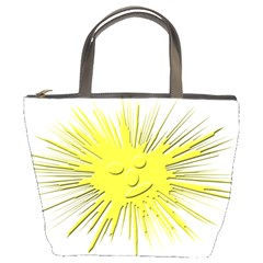 Smilie Sun Emoticon Yellow Cheeky Bucket Bag by HermanTelo