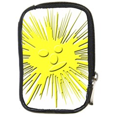 Smilie Sun Emoticon Yellow Cheeky Compact Camera Leather Case