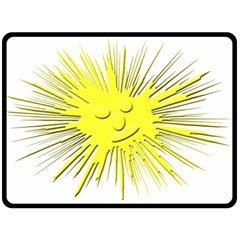 Smilie Sun Emoticon Yellow Cheeky Fleece Blanket (large)  by HermanTelo