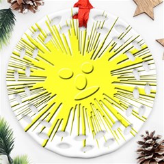 Smilie Sun Emoticon Yellow Cheeky Ornament (round Filigree)