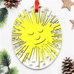 Smilie Sun Emoticon Yellow Cheeky Oval Filigree Ornament (two Sides)