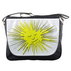 Smilie Sun Emoticon Yellow Cheeky Messenger Bag by HermanTelo