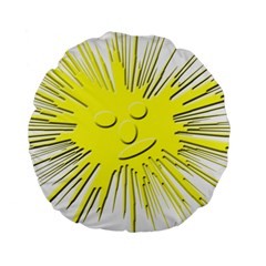 Smilie Sun Emoticon Yellow Cheeky Standard 15  Premium Round Cushions