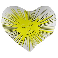 Smilie Sun Emoticon Yellow Cheeky Large 19  Premium Heart Shape Cushions