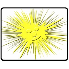 Smilie Sun Emoticon Yellow Cheeky Double Sided Fleece Blanket (medium)  by HermanTelo