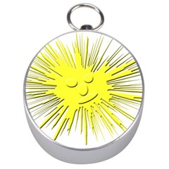 Smilie Sun Emoticon Yellow Cheeky Silver Compasses by HermanTelo