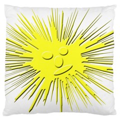 Smilie Sun Emoticon Yellow Cheeky Large Flano Cushion Case (one Side)