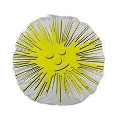 Smilie Sun Emoticon Yellow Cheeky Standard 15  Premium Flano Round Cushions