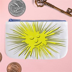 Smilie Sun Emoticon Yellow Cheeky Large Coin Purse by HermanTelo