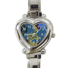 Map Geography World Heart Italian Charm Watch