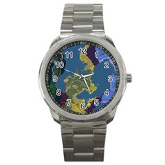 Map Geography World Sport Metal Watch by HermanTelo