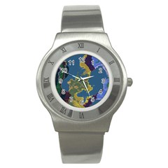 Map Geography World Stainless Steel Watch