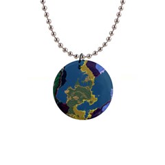 Map Geography World 1  Button Necklace