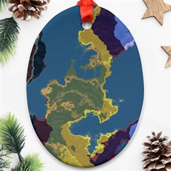 Map Geography World Oval Ornament (two Sides)