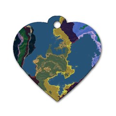 Map Geography World Dog Tag Heart (one Side)