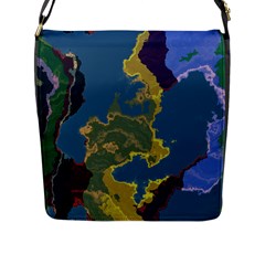 Map Geography World Flap Closure Messenger Bag (l)