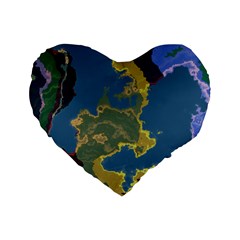 Map Geography World Standard 16  Premium Flano Heart Shape Cushions