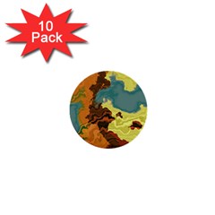 Map Geography World Yellow 1  Mini Buttons (10 Pack)  by HermanTelo