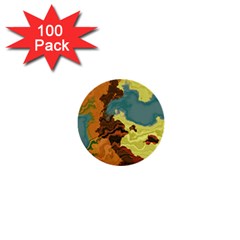 Map Geography World Yellow 1  Mini Buttons (100 Pack)  by HermanTelo