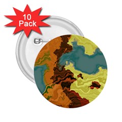 Map Geography World Yellow 2 25  Buttons (10 Pack)  by HermanTelo