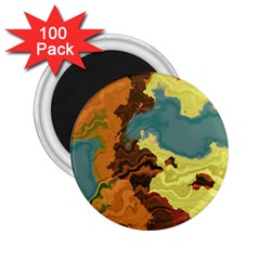 Map Geography World Yellow 2 25  Magnets (100 Pack)  by HermanTelo