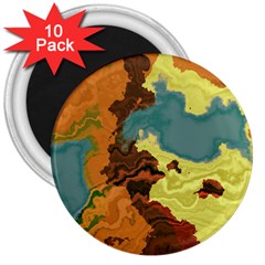 Map Geography World Yellow 3  Magnets (10 Pack)  by HermanTelo