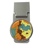 Map Geography World Yellow Money Clips (Round)  Front