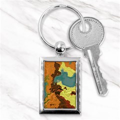 Map Geography World Yellow Key Chains (rectangle)  by HermanTelo