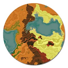 Map Geography World Yellow Magnet 5  (round) by HermanTelo