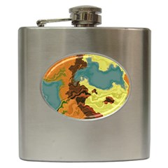 Map Geography World Yellow Hip Flask (6 Oz)