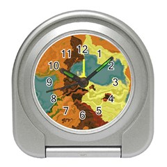 Map Geography World Yellow Travel Alarm Clock