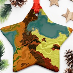 Map Geography World Yellow Star Ornament (two Sides)