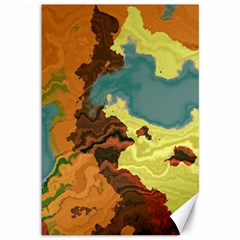 Map Geography World Yellow Canvas 12  X 18 