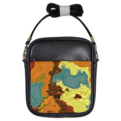 Map Geography World Yellow Girls Sling Bag