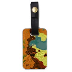 Map Geography World Yellow Luggage Tags (one Side) 