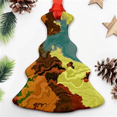 Map Geography World Yellow Christmas Tree Ornament (two Sides)