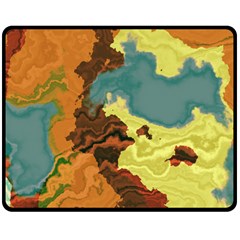 Map Geography World Yellow Double Sided Fleece Blanket (medium)  by HermanTelo