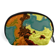 Map Geography World Yellow Accessory Pouch (large) by HermanTelo