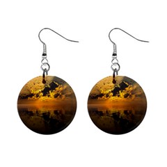 Sunset Reflection Birds Clouds Sky Mini Button Earrings by HermanTelo