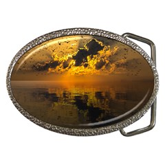 Sunset Reflection Birds Clouds Sky Belt Buckles by HermanTelo