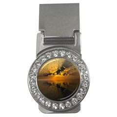 Sunset Reflection Birds Clouds Sky Money Clips (cz)  by HermanTelo