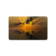 Sunset Reflection Birds Clouds Sky Magnet (name Card) by HermanTelo