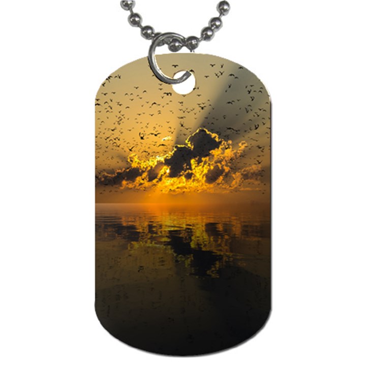 Sunset Reflection Birds Clouds Sky Dog Tag (One Side)