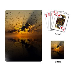 Sunset Reflection Birds Clouds Sky Playing Cards Single Design by HermanTelo