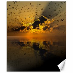 Sunset Reflection Birds Clouds Sky Canvas 20  X 24  by HermanTelo