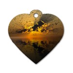 Sunset Reflection Birds Clouds Sky Dog Tag Heart (Two Sides) Front