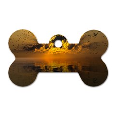 Sunset Reflection Birds Clouds Sky Dog Tag Bone (two Sides) by HermanTelo